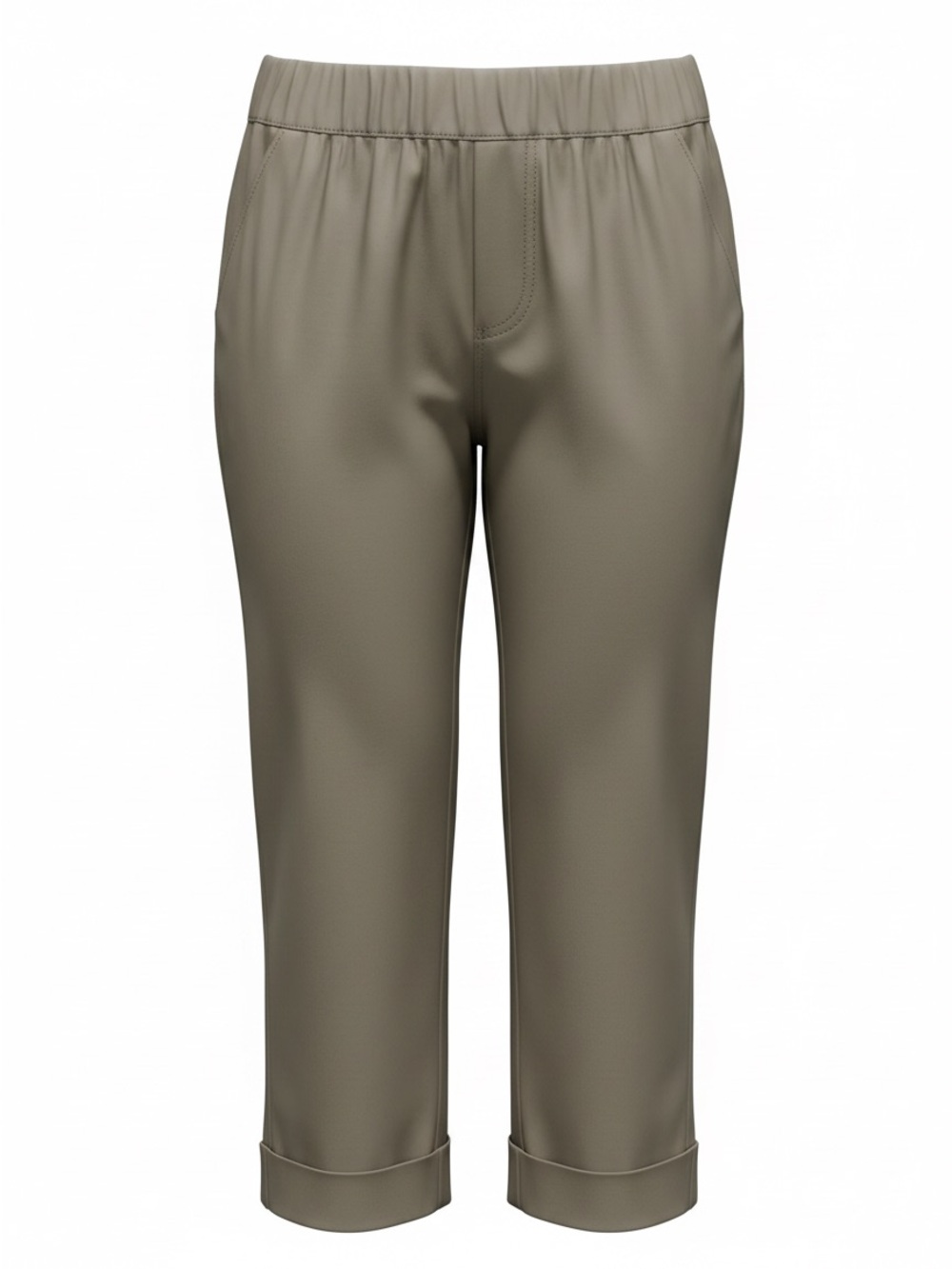 Women’s Gray Elastic-Waist Crop Pants